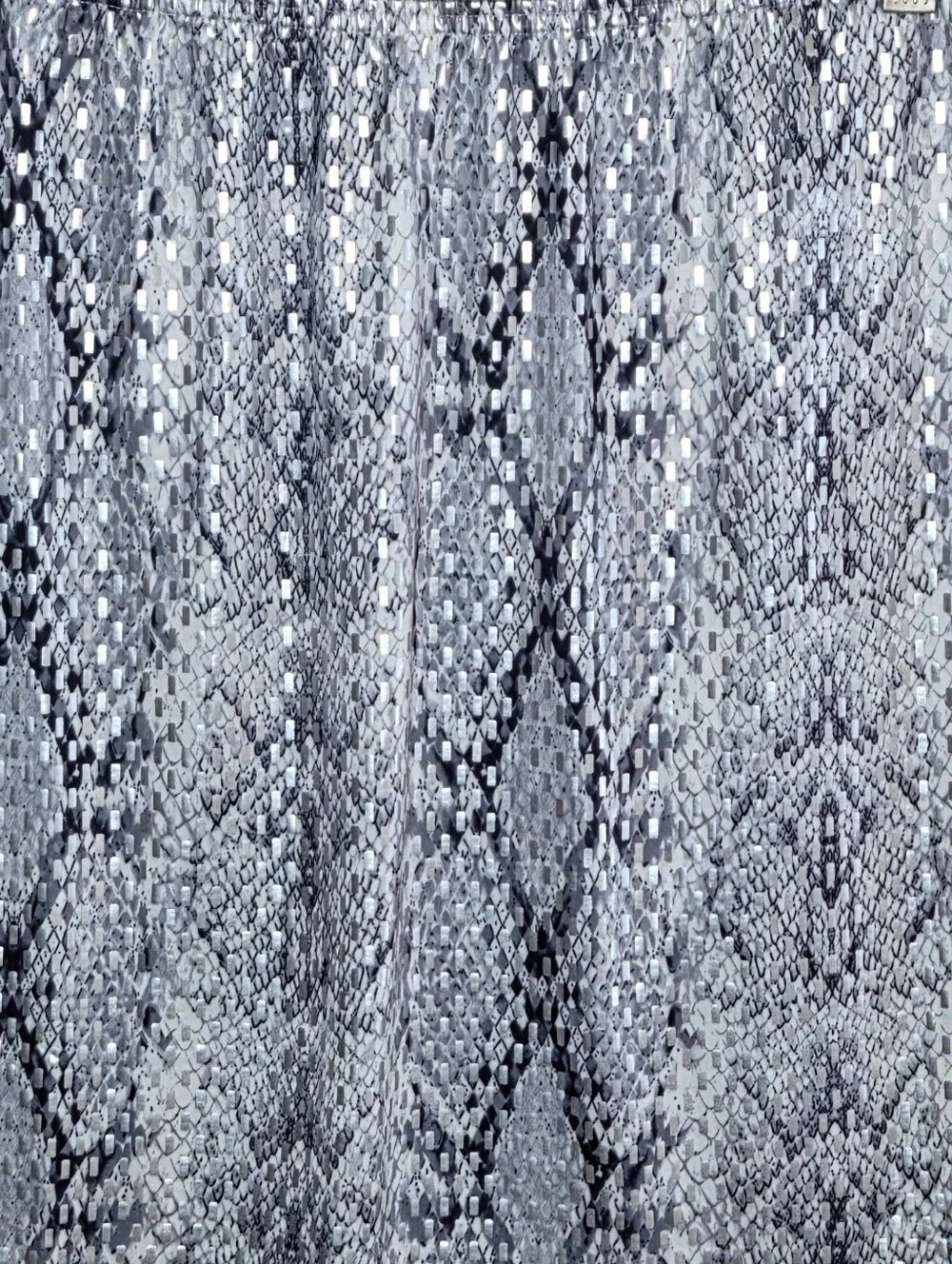 Lascana Black Gray Silver Shiny Snakeskin Print Mini Bodycon Skirt Size 8